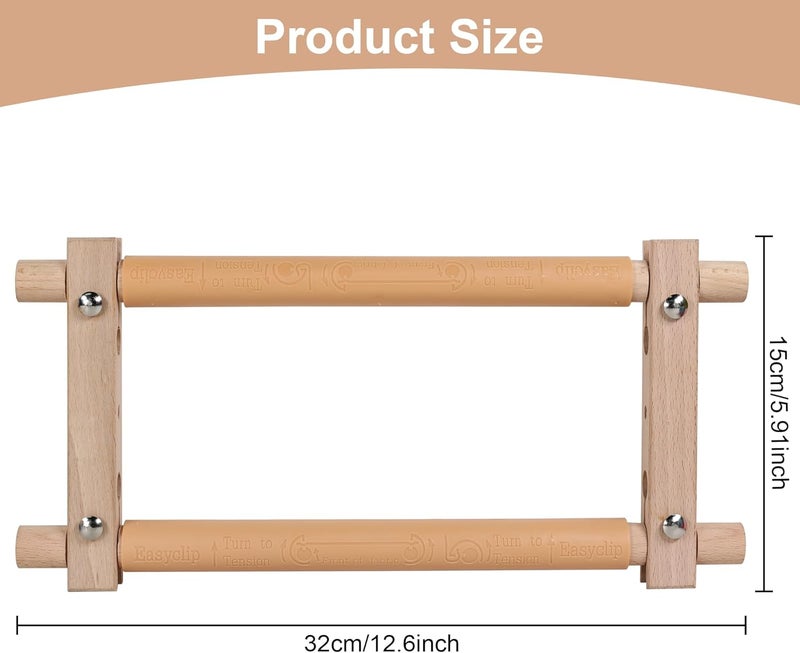 GuoFa Embroidery Tapestry Scroll Frame, Mini Cross Stitch Frame, Scroll Embroidery&Quilting Holder for Cross Stitch, Needlepoint, and Sewing Projects (12.6inch*9inch) - Image 2